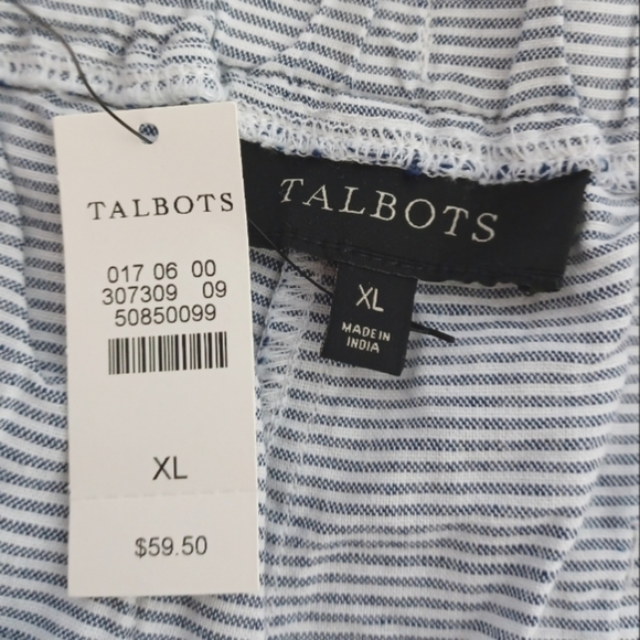 NWT Talbots Nautical Striped Linen Cotton Sz XL Breathable Contemporary Shorts - Picture 5 of 12